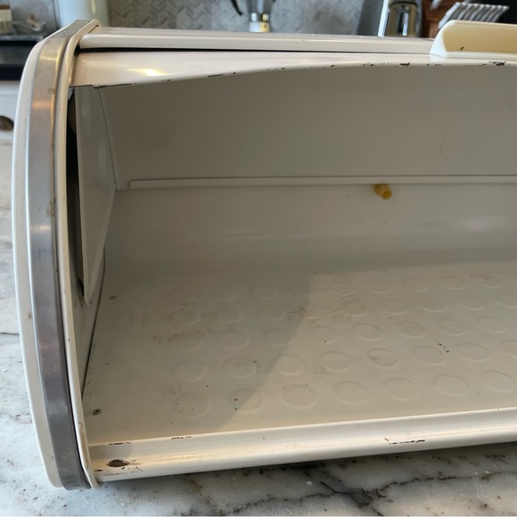 🥯🍞🥖🥨🥐🫓 Vintage Brabantia Large retro white metal and chrome roll bread box - Picture 7 of 14